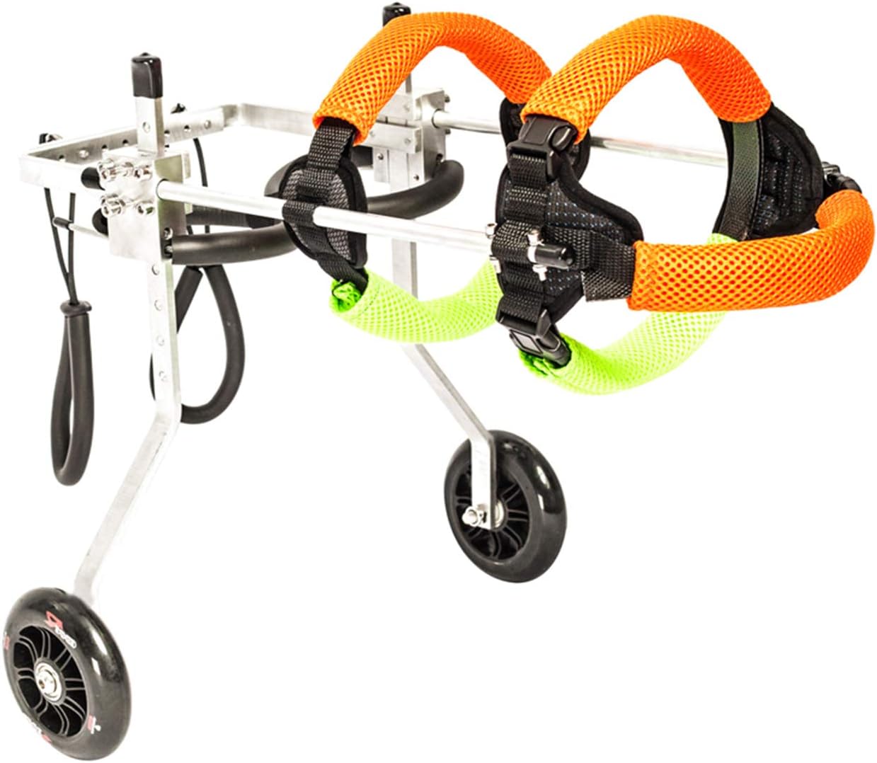 ペット補助モビリティスクーターステンレススチールカートペット、調節可能な犬用車椅子、障害のある小..