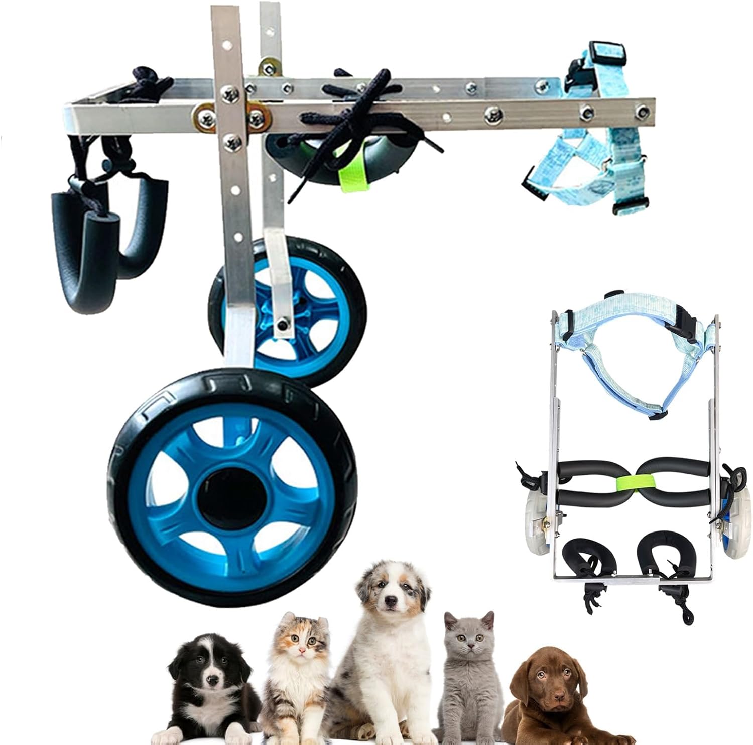 犬用エクササイズ用車椅子カート 調節可能、麻痺した後肢用ペット用車椅子補助歩行器、猫/ウサギ用車椅..