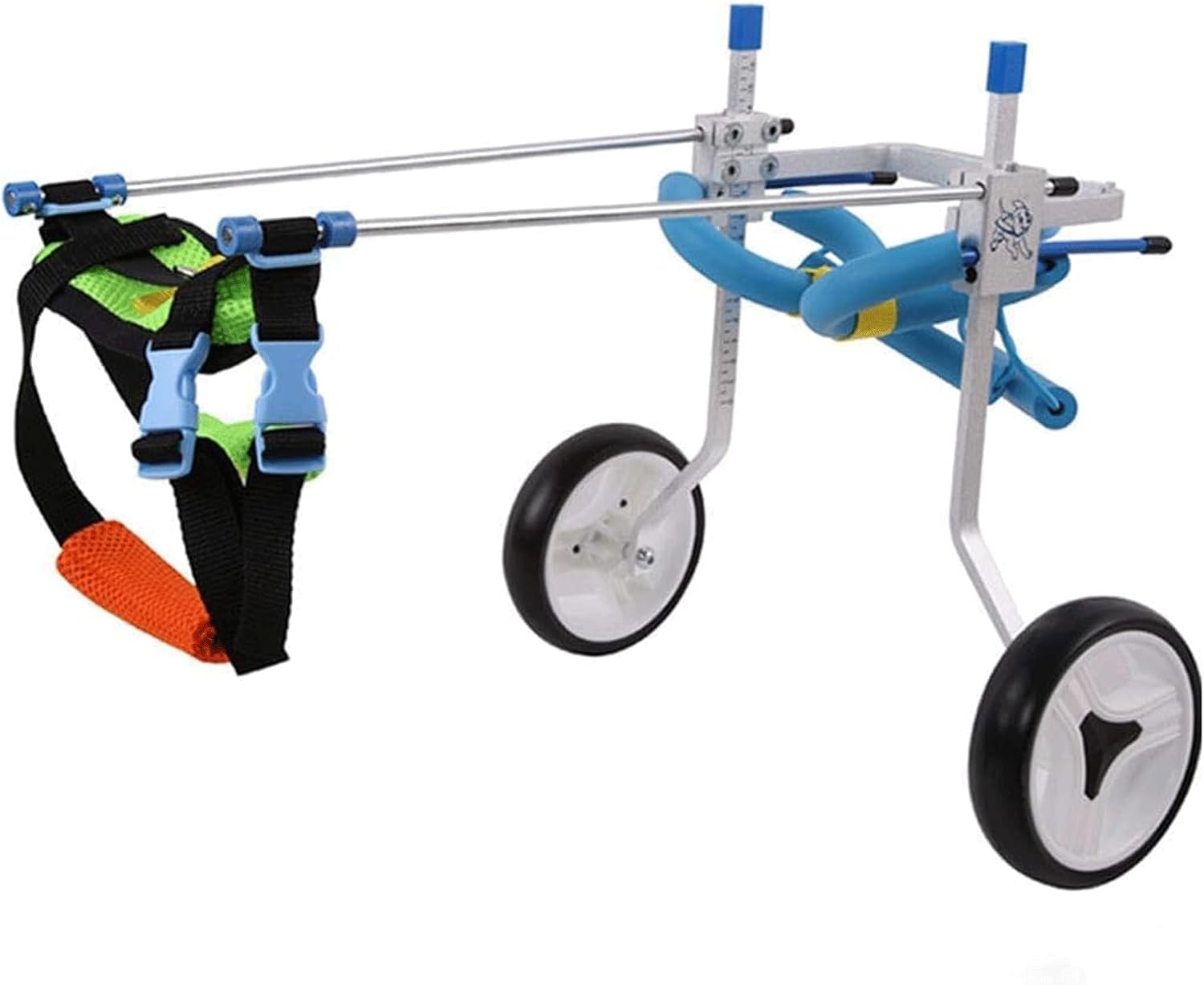 アルミペット用車椅子 犬用背もたれ付き車椅子 犬用カート 調節可能 フルサポート 犬用車椅子 2輪付き ..