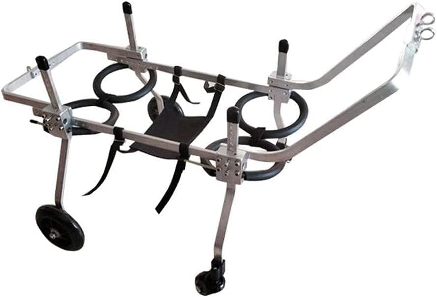 犬用ペット用車椅子 犬用車椅子 4輪 調節可能 ステンレススチール製カート ペット用車椅子 後肢リハビ..