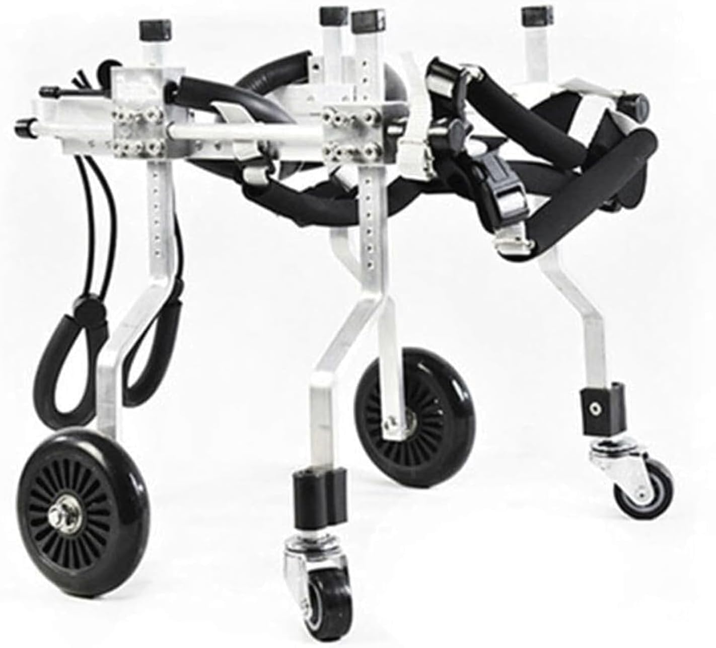 航空アルミペット車椅子 調節可能 4輪 犬用カート 調節可能 フルサポート 犬用車椅子 犬用後足車椅子