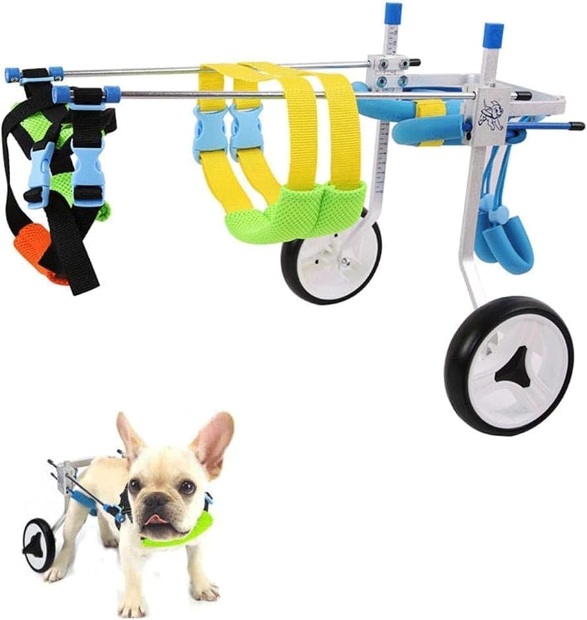 アルミ合金ペット用車椅子 ポータブル調節可能 犬用車椅子 2輪 補助歩行犬用カート 犬用後脚車椅子