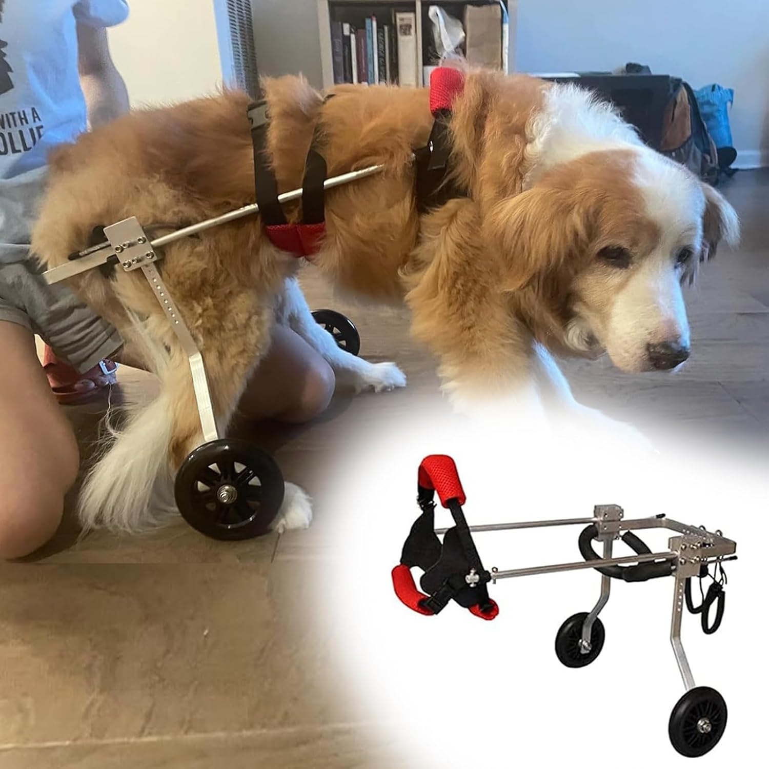犬用車いす 犬の背中の足のための通気性ホイールチェア、 小/MED/ラージペットのリハビリテーションカ..