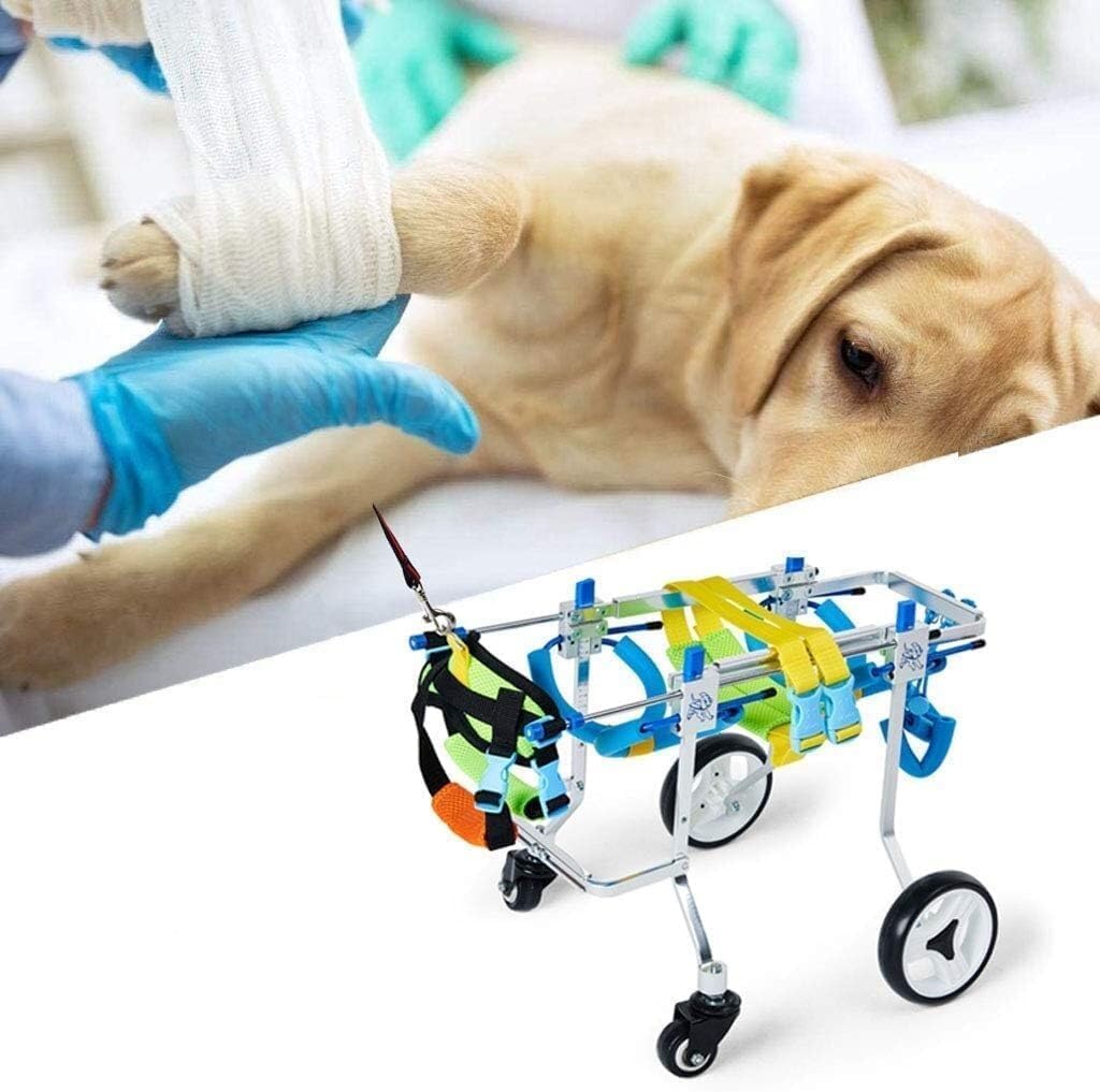 調節可能なペット用車椅子 アルミ製キャリー 4輪 犬用カート 5サイズ 犬用車椅子 犬用背もたれ足用車椅..