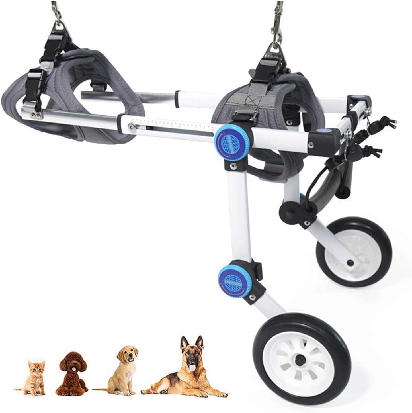 2輪犬用車椅子 アルミペット用車椅子 調節可能な犬用カート ポータブル動物用エクササイズホイール 軽..