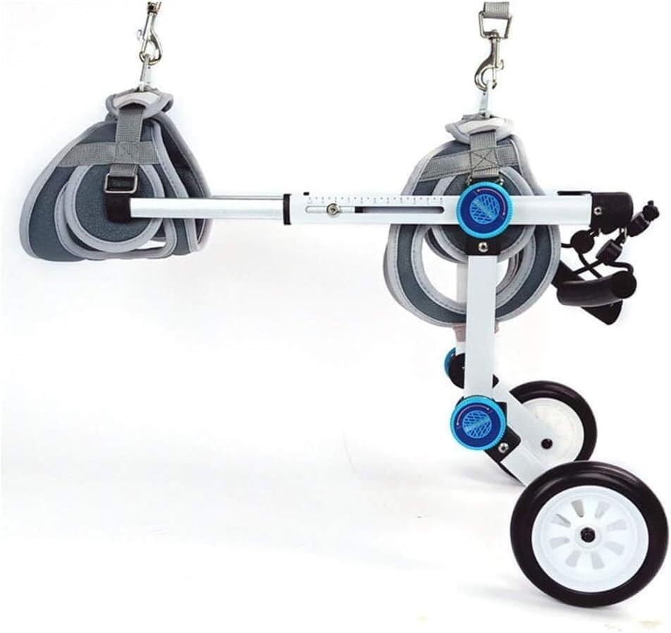 折りたたみ式ペット用車椅子 アルミ製 2輪 犬用カート 腹部サポート付き 犬用車椅子 調節可能な犬用後..