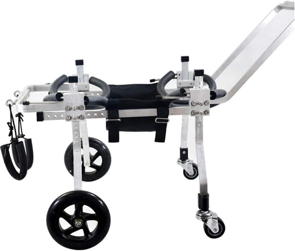 犬用ペット用車椅子、4輪犬用車椅子、調節可能なステンレススチール製カート、猫用車椅子、後ろ足リハ..