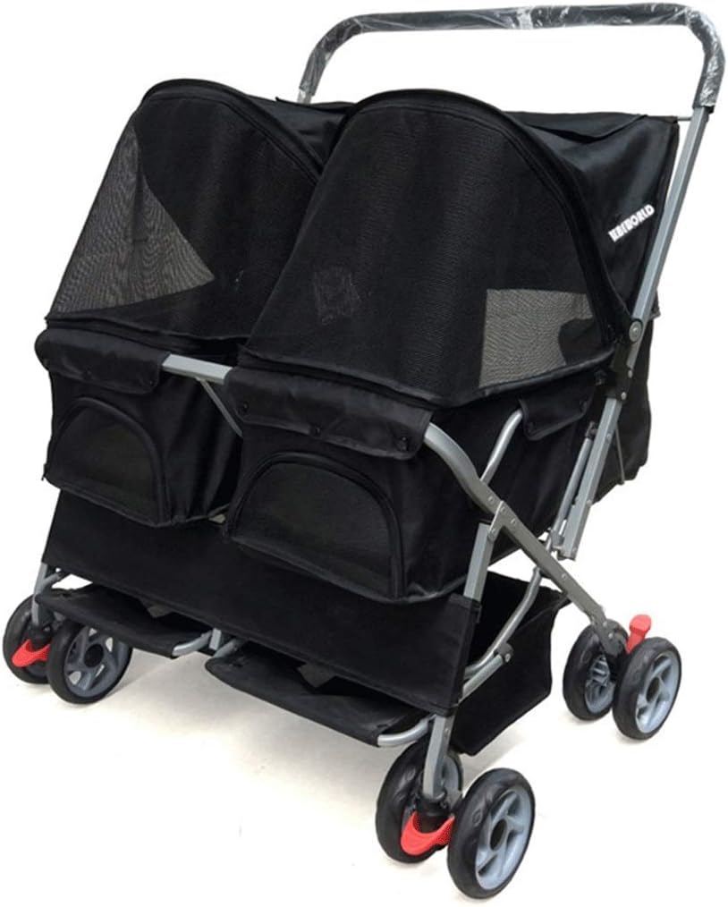 ダブル犬ベビーカーペットベビーカーのレインカバーマックスロード60キロでペット＆猫ブラックパープル..