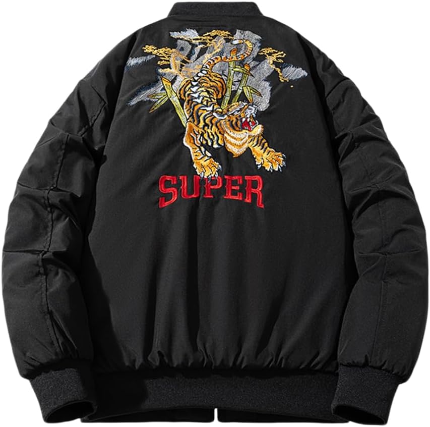 スカジャン メンズ 和柄 ジャケット 虎 刺繍 レディース フライトジャケット かっこいい ジャンバー ファッション 羽織り ストリート ..