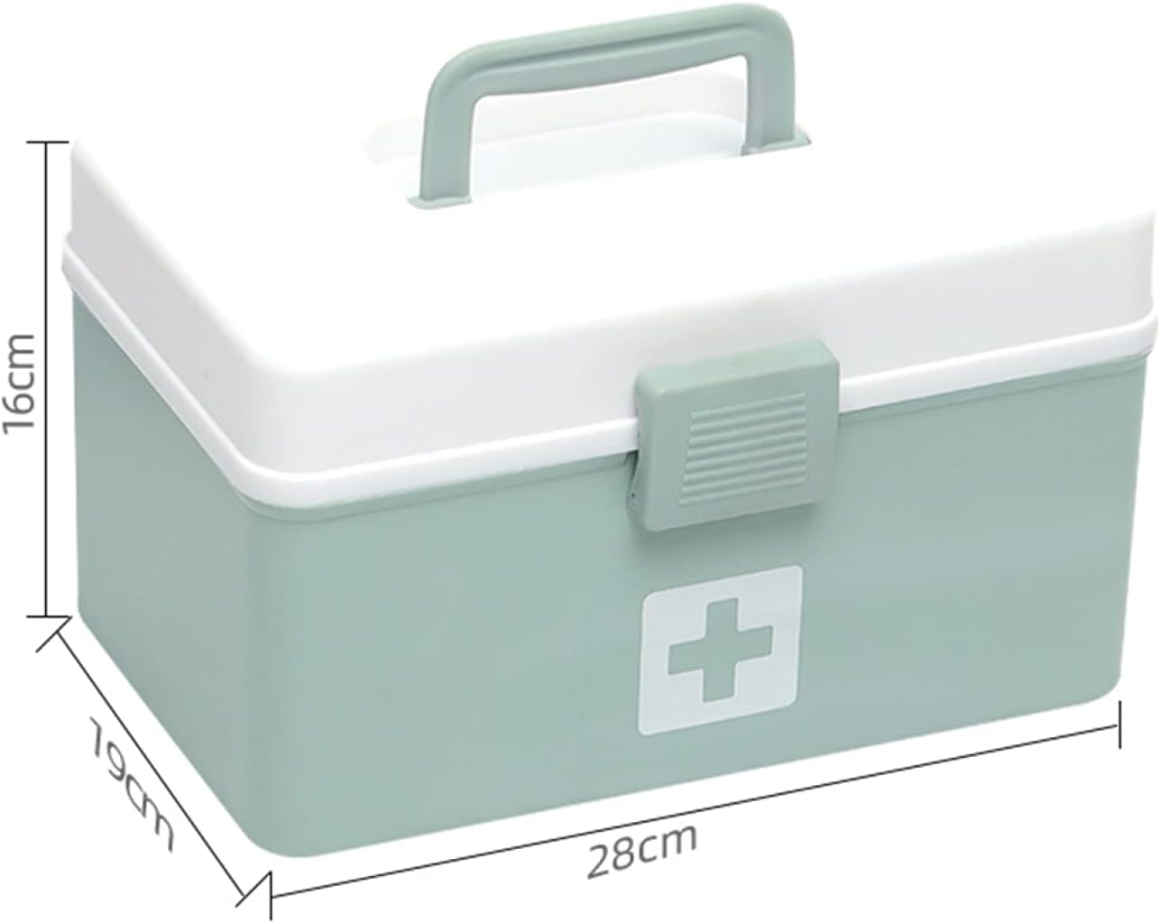 救急箱 緑 28×19×16cm 大容量 医学箱 外傷薬用 アウトドア 防災 ツールボックス 小物入れ プラスチック 薬入れ 医療箱 工具箱 薬品箱 収納ボックス