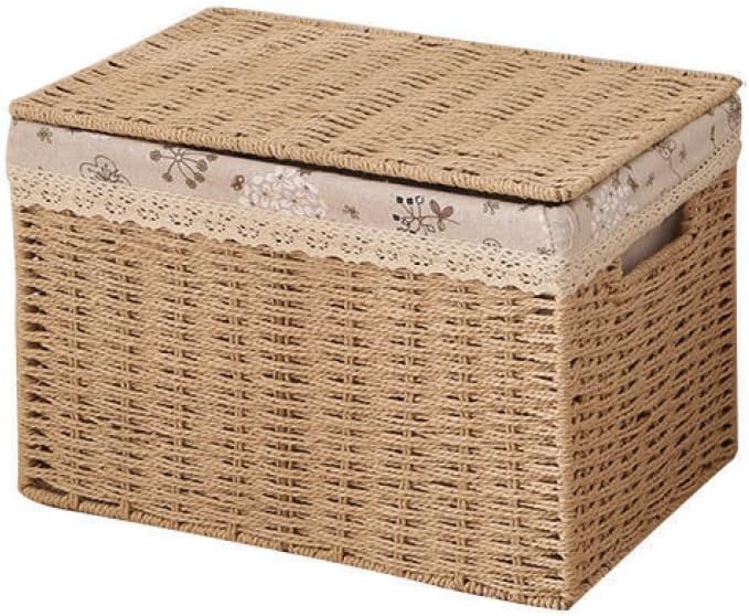 収納ケース 収納ボックス 様式2 バスケット 北欧 フタ付き 可愛い ナチュラル おしゃれ かご 小物入れ 籐 ラタン 雑貨収納 持ち手付き ふた付き シェルフバスケット 収納BOX 30*20*19