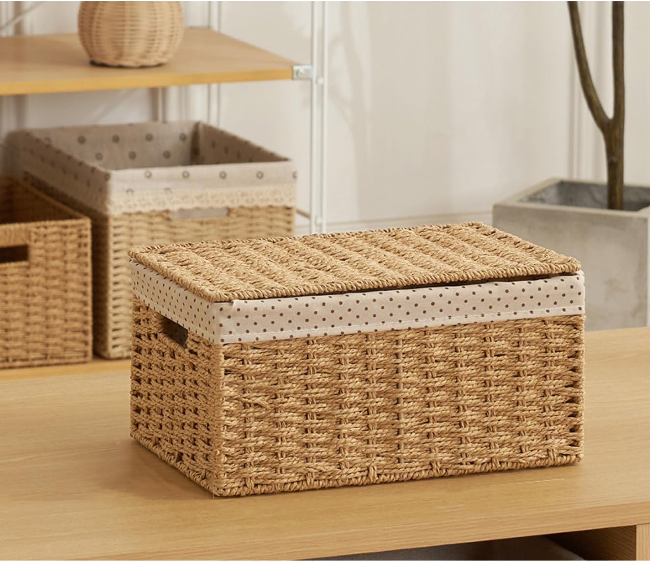 フタ付き 収納 ボックス かご バスケット おもちゃ箱 ボックス 収納ボックス 籠 ふた付き カーキ1 蓋付き S ケース インナーボックス 小物入れ 北欧 おしゃれ 収納かご 引き出し 持ち手 洗濯