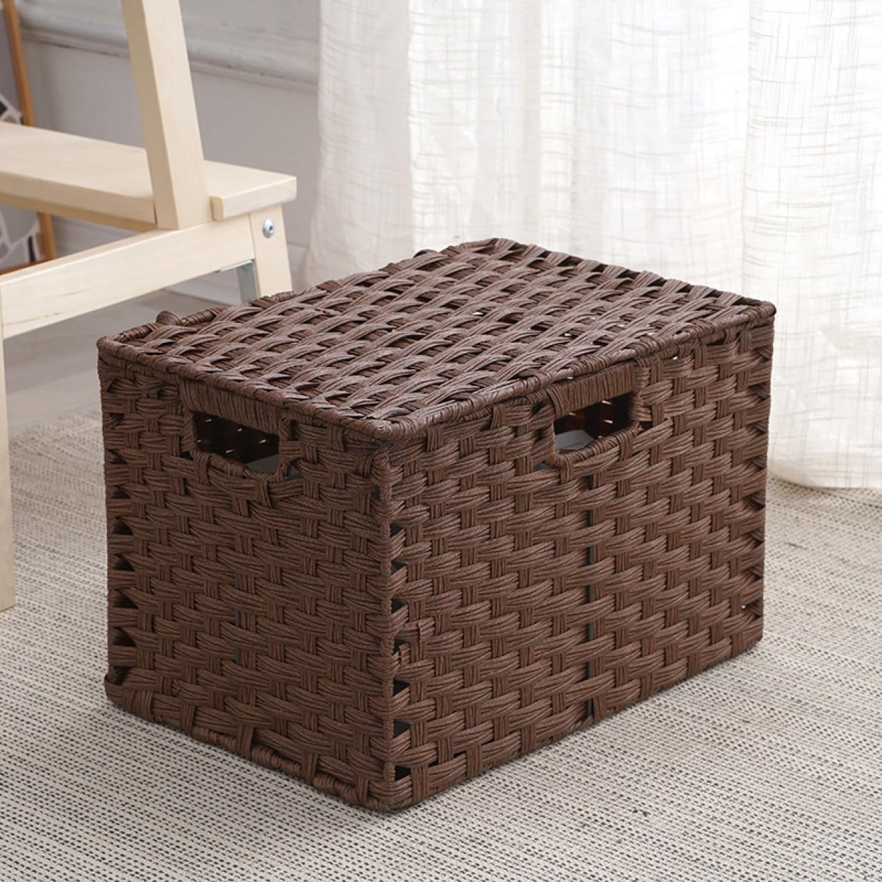 編みボックス 収納ボックス 和風 籐 蓋付き フタ付き アジアン L 荷物入れ ナチュラル 収納バスケット 収納ケース 収納 かご BOX 収納ボックス 片付け 小物収納 ランドリー かご カゴ 大き