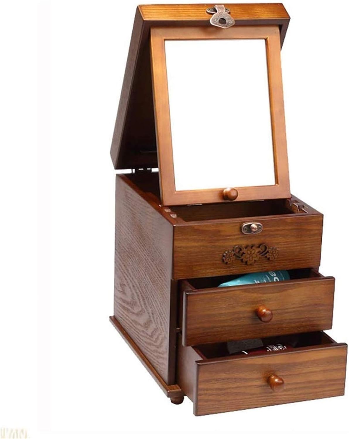 ジュエリーボックス ジュエリーボックス - スタイル 女性 木製 アンティーク 引き出し 収納ボックス オ..