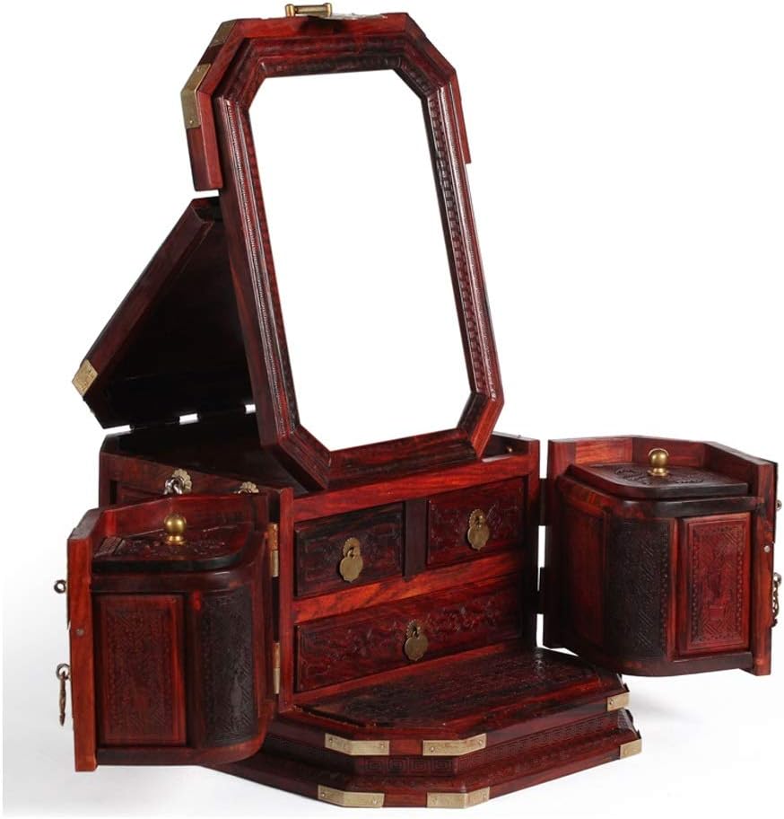 マホガニー ラグジュアリー ジュエリー ストレージ キャビネット 大容量 多層 記念品 ジュエリー ボックス サイド2つと独立したドア2つ