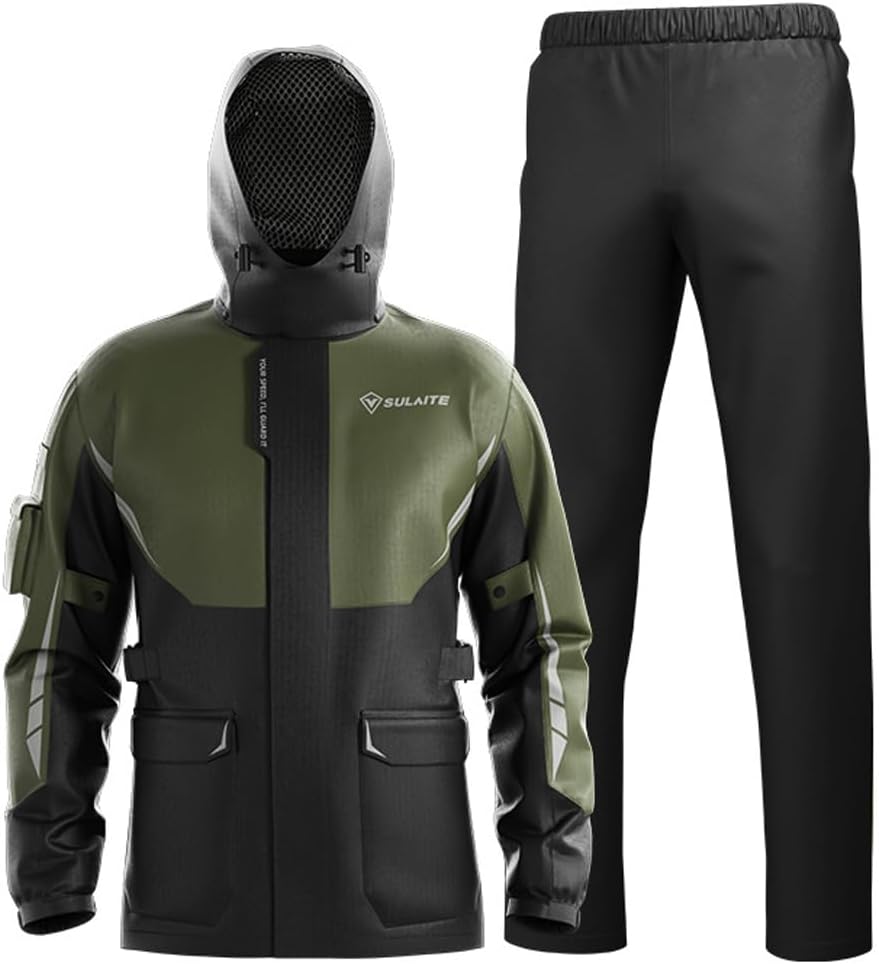 レインウェア 上下セット レインコート レインスーツ 雨合羽 雨カッパ 雨具 撥水 透湿 通気 耐久性 反..