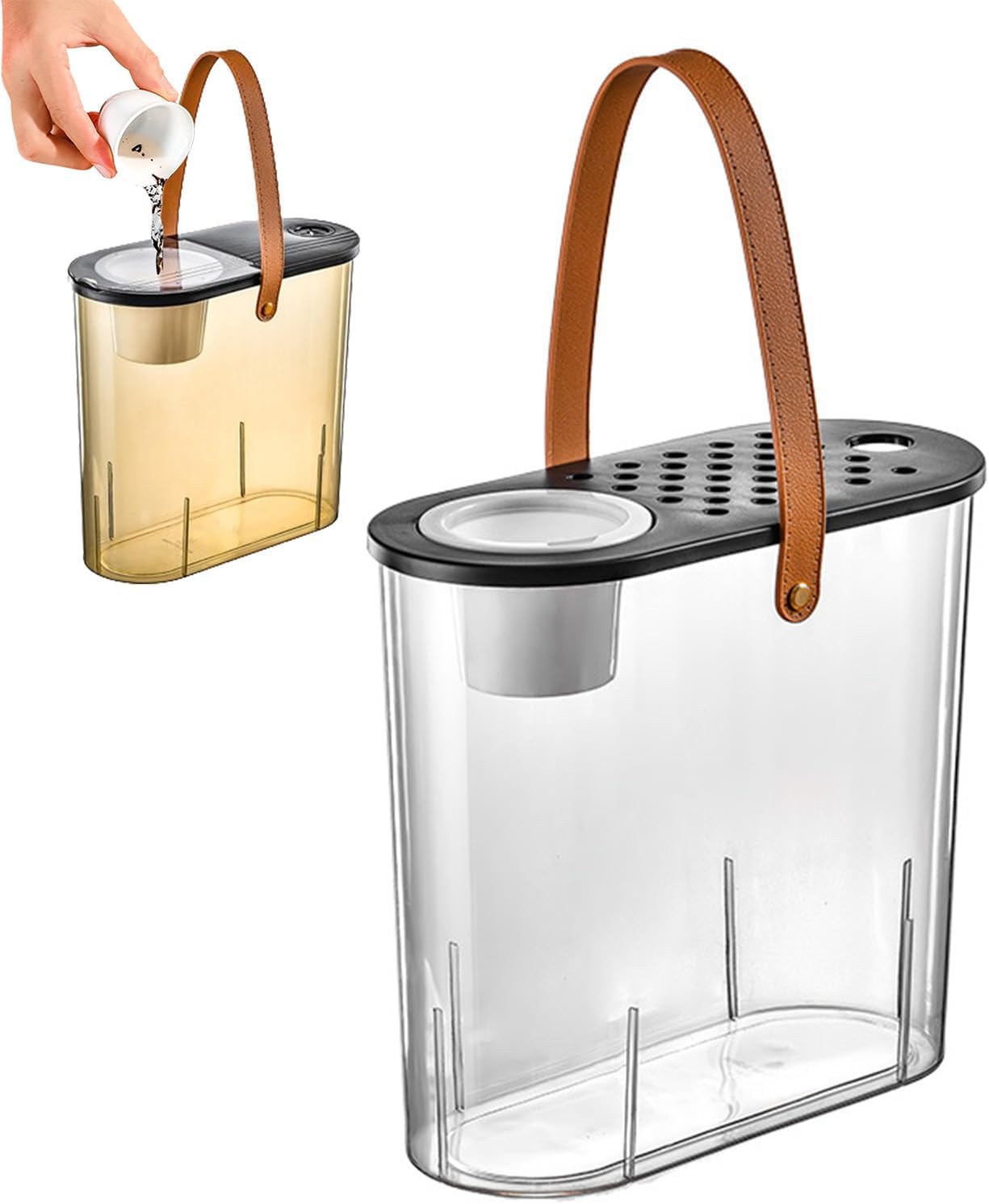 茶くずバケツ 大容量 フタ付き 茶かすバケツ フィルターき 茶葉のゴミ箱 透明 茶葉茶注入バケツ おしゃ..