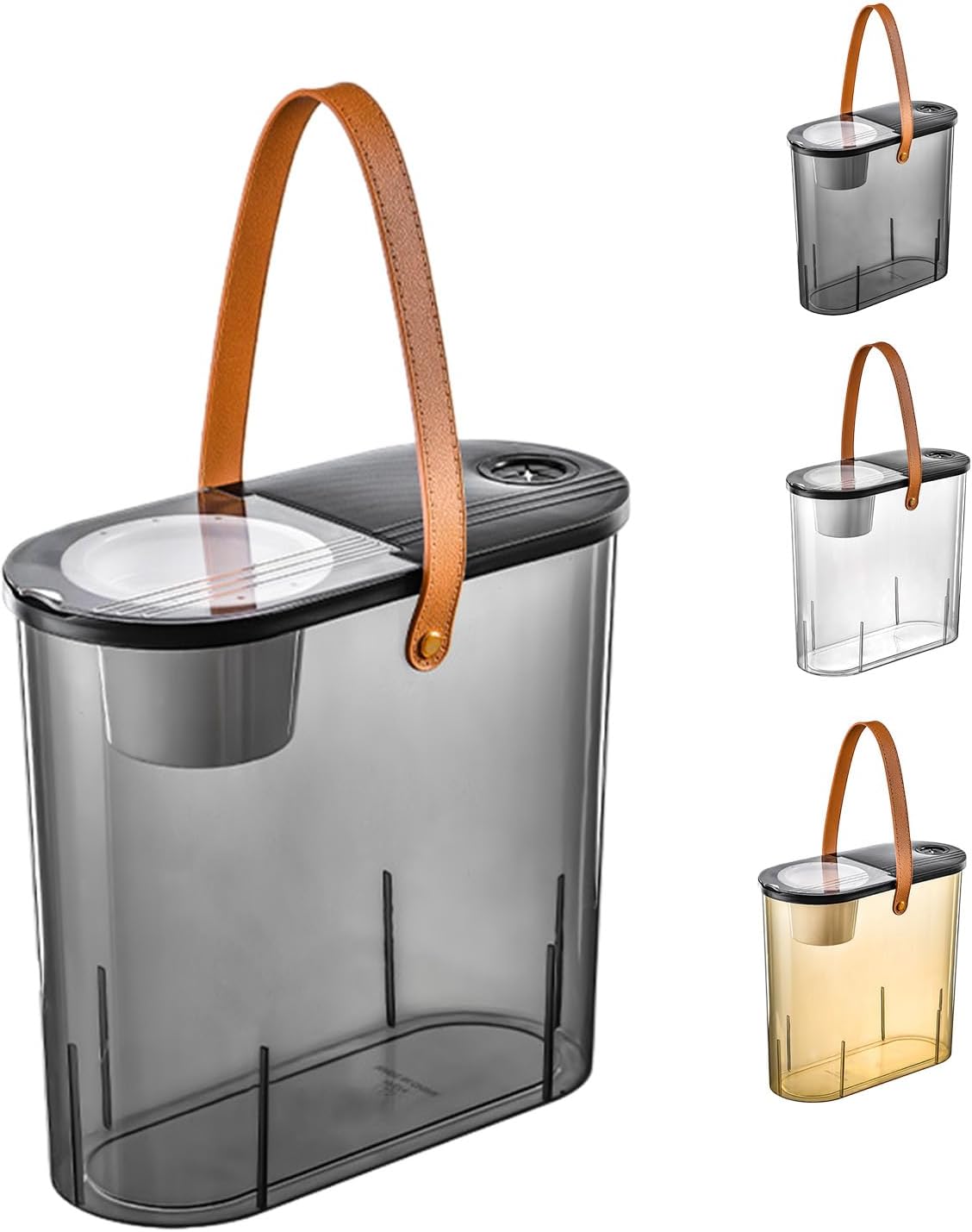 廃水バケツ 大容量 フタ付き 茶くずバケツ 携帯用 ルーズリーフティー用ゴミ箱 家庭用 透明 ティーフィ..