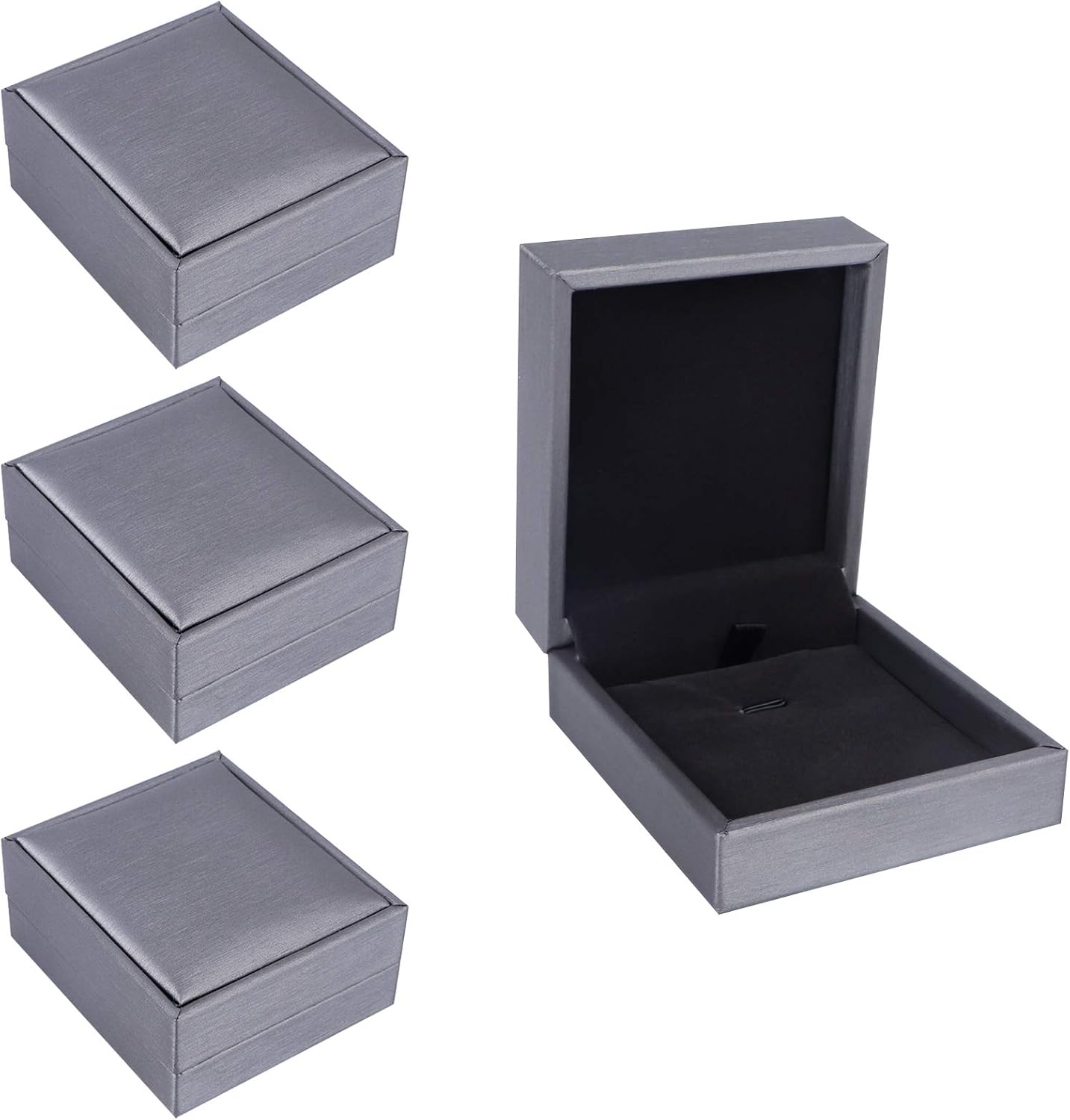ネックレスペンダントボックス 4個パック プレミアムPUレザージュエリーボックス ギフトボックス グレー