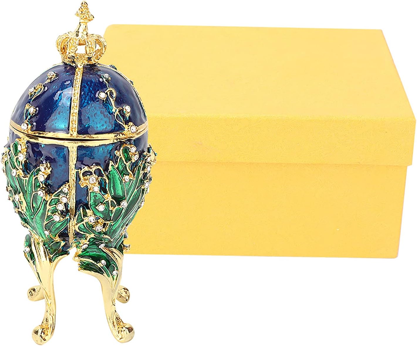 卵型小物入れ メタルジュエリー 小物入れ エナメルジュエリーボックス ヴィンテージ エナメル イースターエッグ ディアマンテ ジュエリーオーガナイザー 小物入れ 装飾ギフト