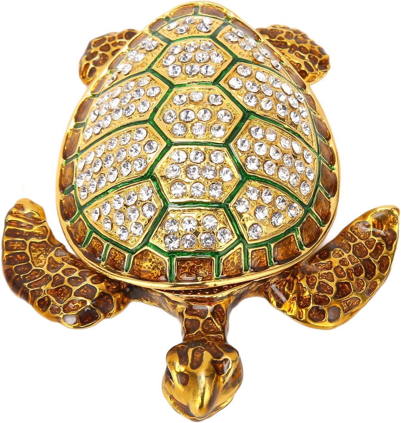 ハンドペイントエナメル小物ボックス ヴィンテージジュエリーボックス 亀の装身具ボックス 埋め込みラ..