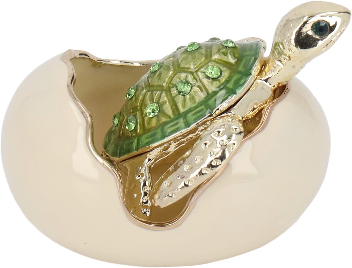 ハンドペイント エナメル 小物入れ ヴィンテージジュエリーボックス ハッチングタートル小物入れ グリ..