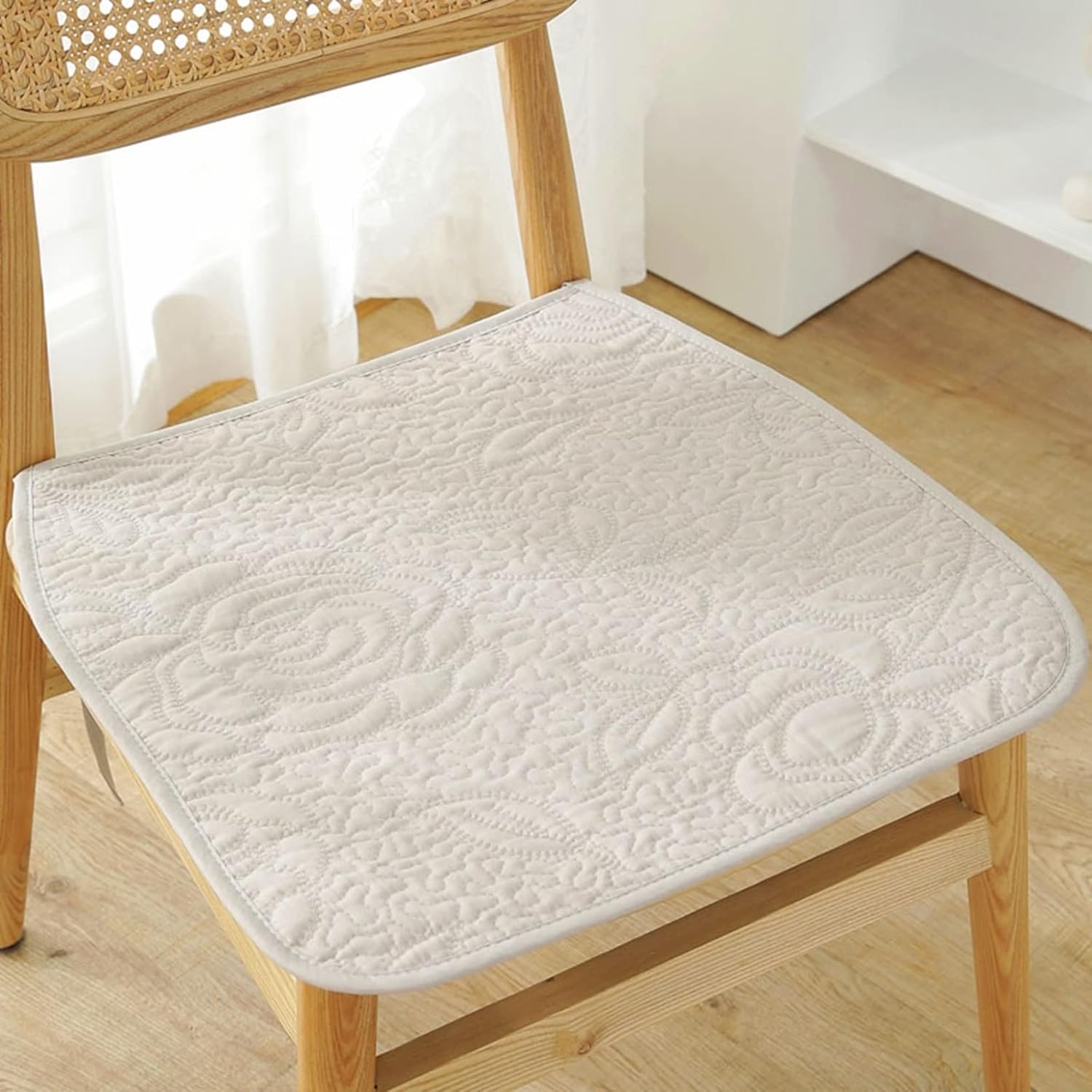 椅子用 座布団 北欧 滑り止め ひも付き 綿 薄手 フロアクッション 無地 カーキ シンプル 四季通用 オフ..