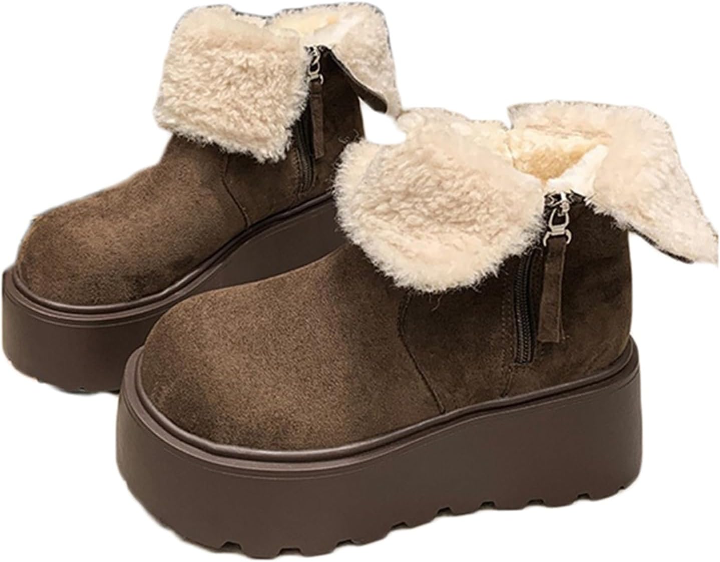 ショートブーツ 折り返し スノーブーツ レディース 中ボア サイドジップ ハイカット ブーツ 冬用 雪遊..