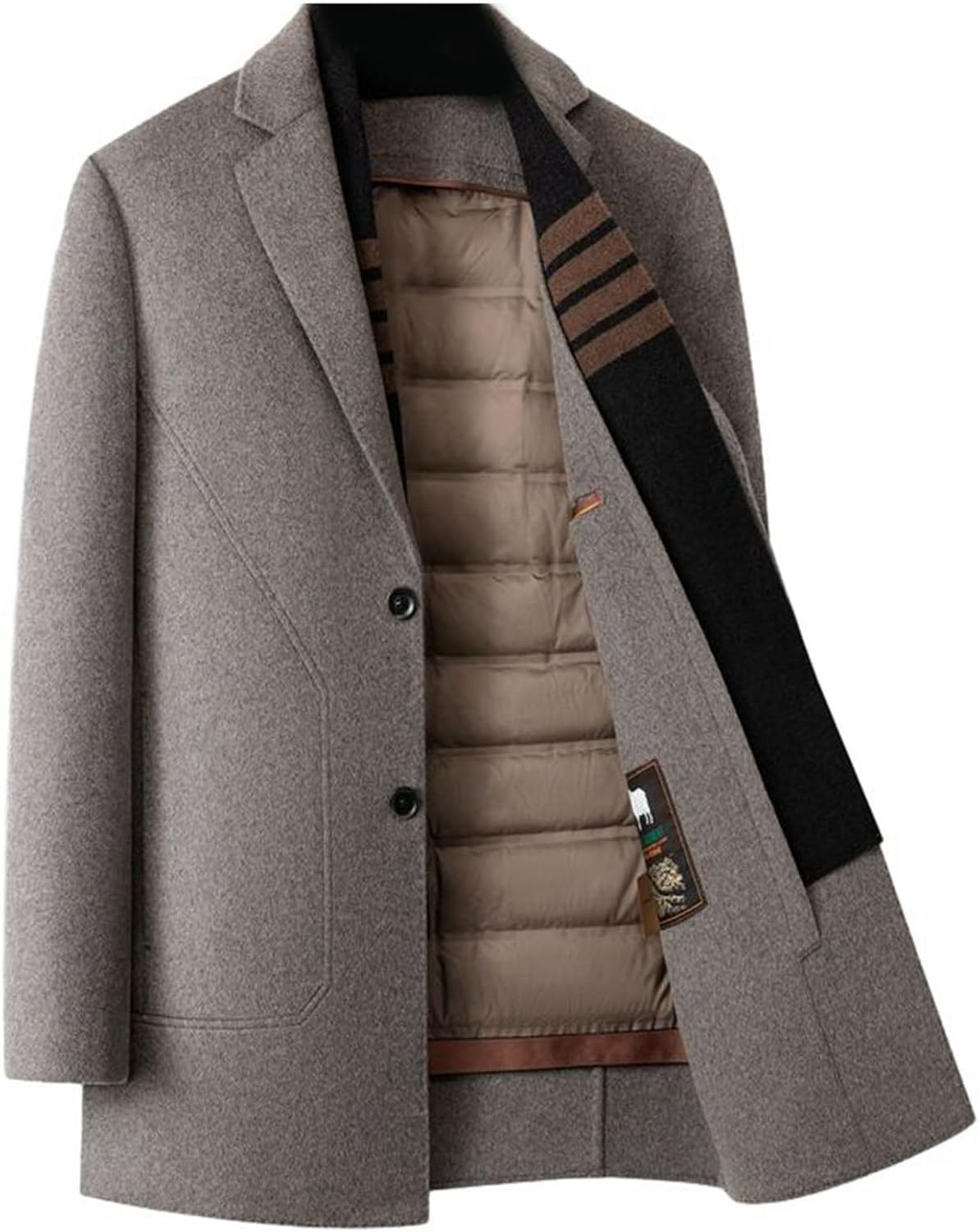 チェスターコート メンズ ミドル丈 ジャケット ダウンベスト付き 春秋冬 トレンチコート スカーフ 防寒着 保温 ウール 大人 快適 スーツ ビジネス 通勤 大きいサイズ 上着 トップス おしゃれ 1