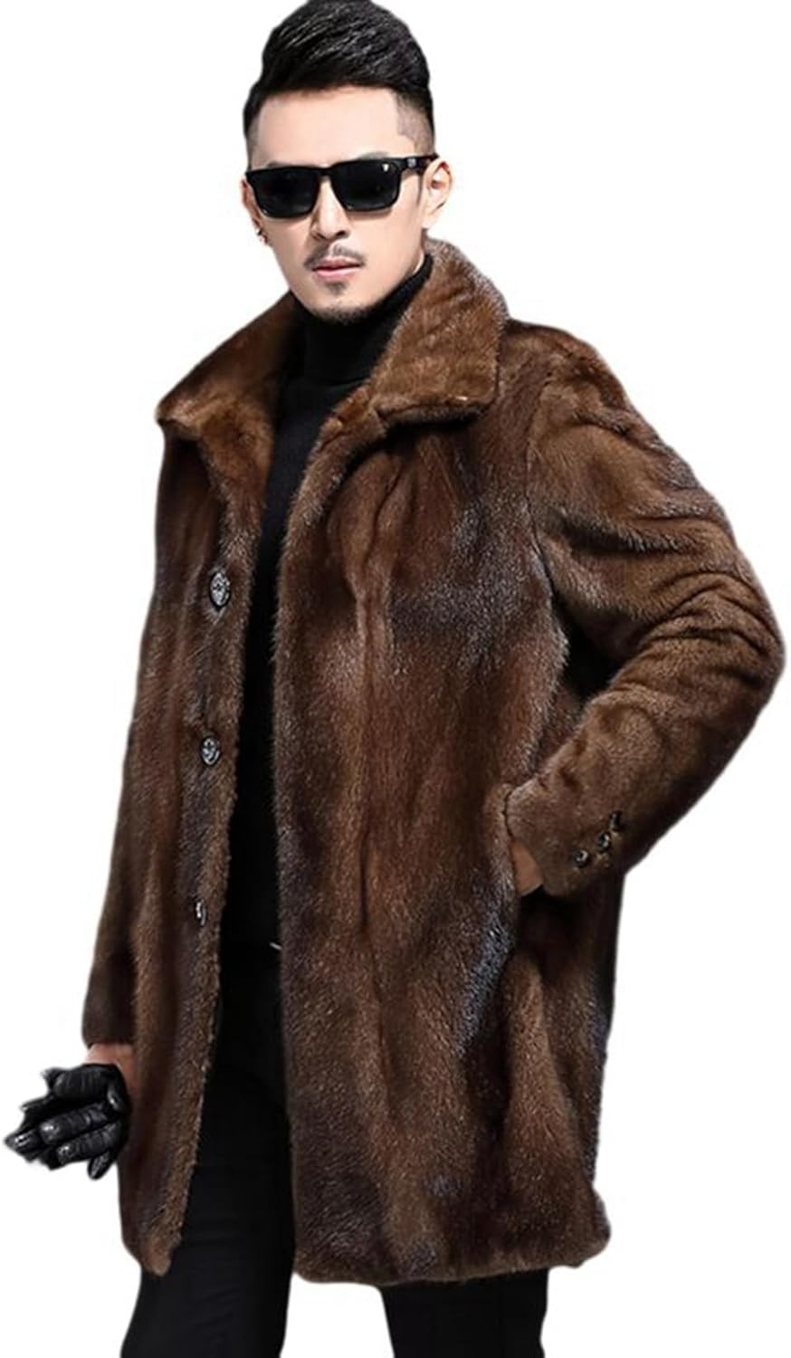 ロング丈 ファーコート メンズ フェイク毛皮 長袖 ふわふわ 厚手 贅沢感 ファージャケット トップス ジャンパー ゆったり 防寒 オーバーコート 個性 カジュアル 通勤 ストリート系 韓国 男性
