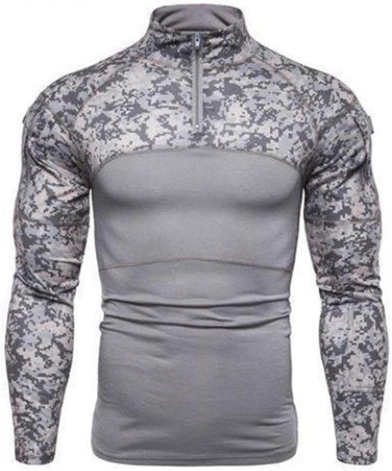 コンバットシャツ メンズ 長袖 tシャツ サバゲー 作業着 ハーフジップ 薄手 戦闘服 ストレッチ 通気 速乾 マルチポケット ミリタリー風 カジュアル アウトドア 自衛隊 陸軍 農業 迷彩服