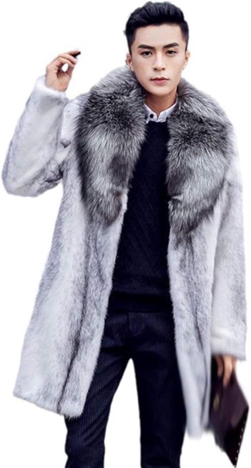 毛皮コート ロングコート フェイクファー ジャケット メンズ 長袖 タヌキの毛 アウター 厚手 もこもこ 暖かい 防寒 カジュアル おしゃれ カッコイイ 男性 トップス ゆったり 秋冬着