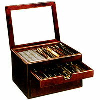 万年筆箱 sc63 万年筆などの筆記具整頓,腕時計やカフスなど,万年筆20本収納,起毛状の布貼り,9分割の仕切り,インクビンや付属品の収納に【豊岡クラフト】木製品を工房より直送！【送料無料】