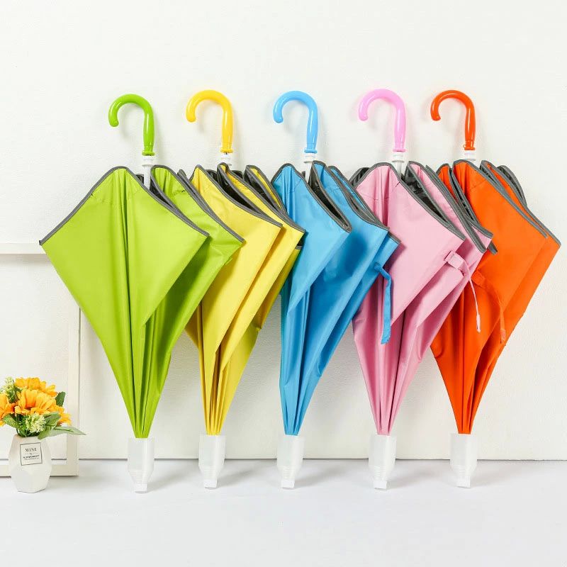 子供傘 無地 スクール 傘 45cm 長傘 ジャンプ傘 人気 反射帯つき 安全 安心 シンプル グラスファイバー骨 手動式 自動式 丈夫(4)