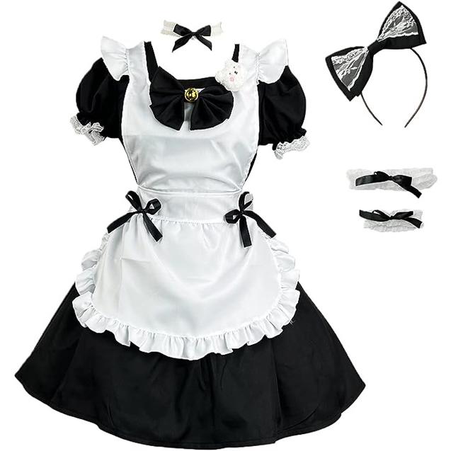 メイド服 コスプレ メイドコスチューム 仮装 女装 コンカフェ メイドカフェ ショート丈 レディース 大きいサイズ セット イベン