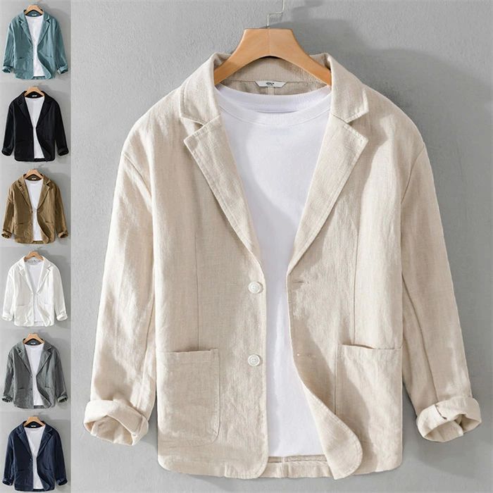 テーラードジャケット メンズ リネンジャケット スーツ リネン 春 秋 綿麻 ジャケット アウター 長袖 白 紳士服 ビジネスジャケ