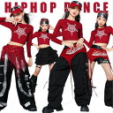 赤 キッズダンス衣装 セットアップ k-pop 衣装 へそ出し シャツ パンツ スカート 黒 長袖 トップス 女の子 レッド ブラック ヒッ