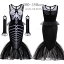 ハロウィン 仮装 小学生 人魚 姫 骨 ワンピース セット 黒 ハロウィン 衣装 女の子 キッズ 怖い マーメ..