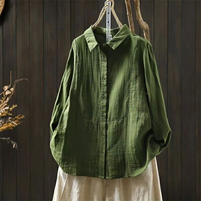 シャツ ブラウス 綿 コットン ガーゼシャツ レディース 長袖 ダブルガーゼ 2重ガーゼ トップス シャツ ガーゼシャツ 無地 シャツ 2
