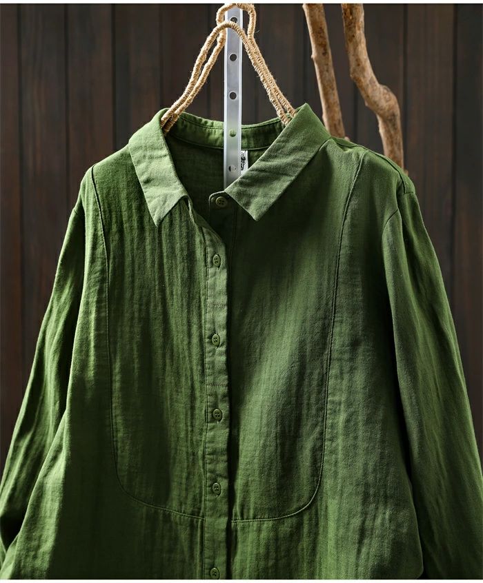 シャツ ブラウス 綿 コットン ガーゼシャツ レディース 長袖 ダブルガーゼ 2重ガーゼ トップス シャツ ガーゼシャツ 無地 シャツ 3