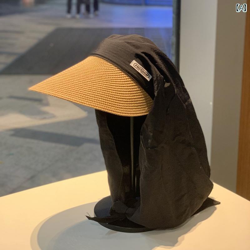 スカーフ ヘッド ファッション 帽子 麦わら カット 紫外線 アウトドア レディース サンハット 夏の ヘ..