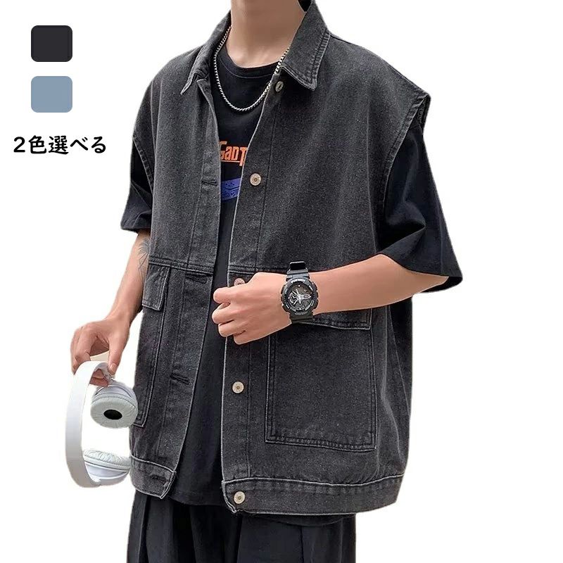 東洋SHOPで買える「メンズ デニムジャケット おしゃれ カジュアル 袖なし アウター 春 夏 秋」の画像です。価格は2,899円になります。