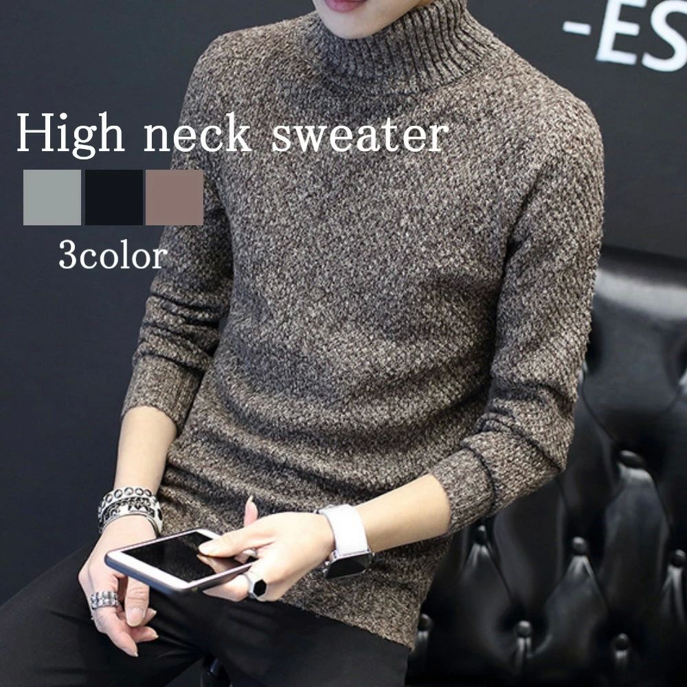 メンズ ハイネックセーター フリース 厚手 ゴルフ モード系 綿 サイズ ニット ノルディック 洗える 春 ハイネック リブ トレーナ