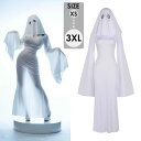 mj006m3m3lc 4L 3L 2L L M S XS 白 パーティー イベント 仮装 XS〜3XL 長袖 ワンピース コスチューム ホラー 幽霊 レディー...