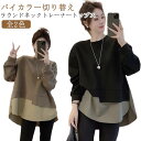 トップス フェイクセット 重ね着 プルオーバー レディース 春服 秋服 ラウンドネック 大きサイズ ゆったり ブラック ブラウン 送