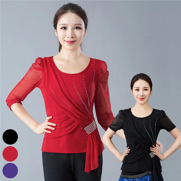 トップス（単品） 女性 社交ダンス衣装 レッスンウェア 上着 競技着 モダンラテンダンス用上着 レディ..