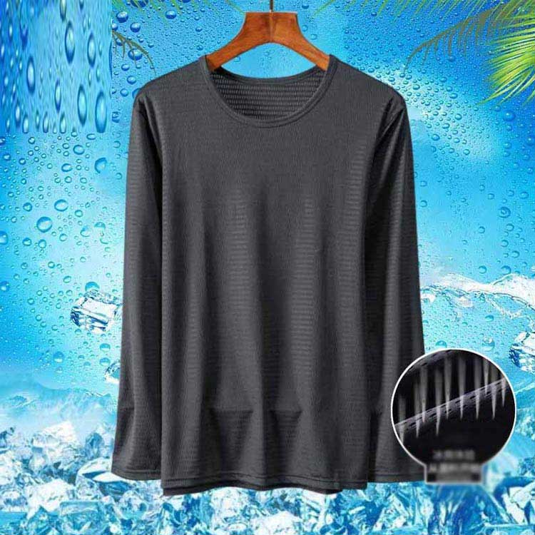 長袖 夏 接触冷感 冷感インナー ドライ メンズ tシャツ tシャツ メッシュ 涼しい トップス アイスシルク 長袖tシャツ Tシャツ 薄