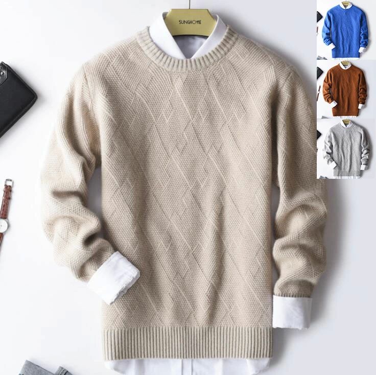 メンズ セーター ウールニット カシミヤ男性 トップス ニットウエア 通勤 長袖 防寒 男子ニットウエア ビジネス メンズニットセーター 保温ブルー/オレンジ/グレー/グリーン【楽天海外通販】