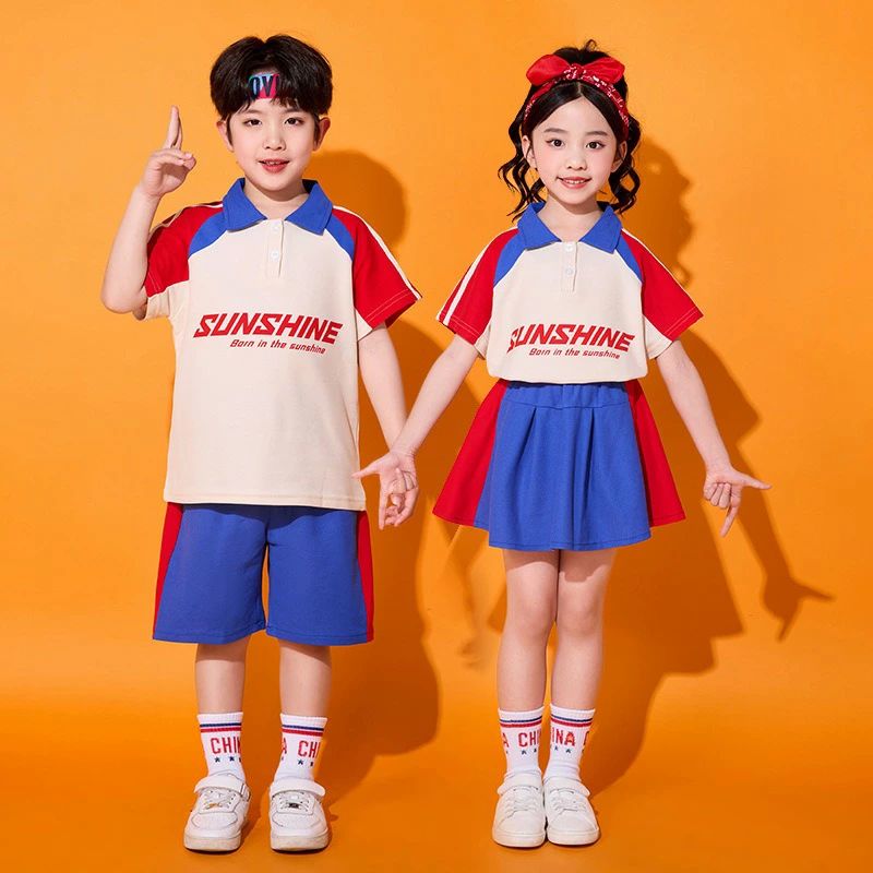 送料無料 チアガール&チアボーイ衣装 キッズ チアユニフォーム 子供用チア衣装 110-170cm 男女兼用 コスプレ トップス 短パン スカート 体操着 応援...