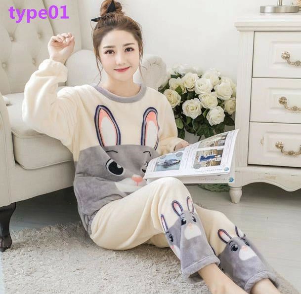 ルームウェア 動物柄女性パジャマ 女の子可愛い耳付きもこもこ上下セット 厚手 レディース 着る毛布 か..